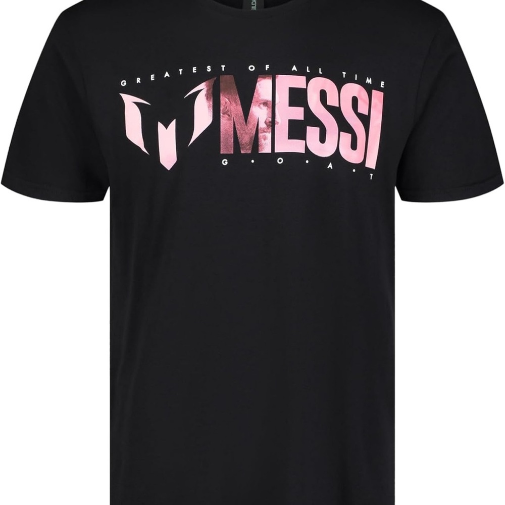 Black and Pink Short Sleeve Tee with Geometric Design
